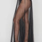 Sexy Solid Color Tube Top See-Through Mesh Long Skirt Summer Vacation Set
