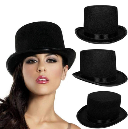 Top Hat Black Felt | One Size Magician Hat Costume |Dress Up Party- Available in Black & Green
