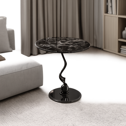 MFURN Marble Side Table | Modern Round Marble Accent Table