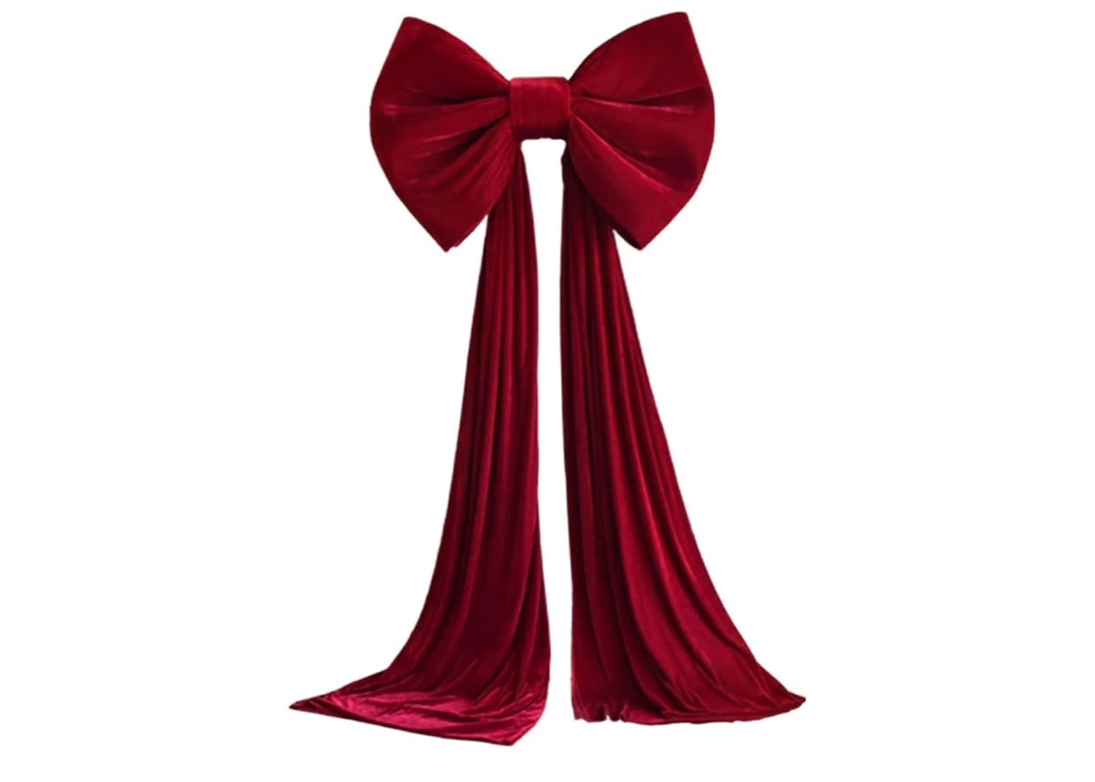 Christmas Tree Topper Bow, Extra Large Red Velvet Bows for Home Christmas Tree Toppers Wreath Wall Room Party Holiday Decor 60x180cm