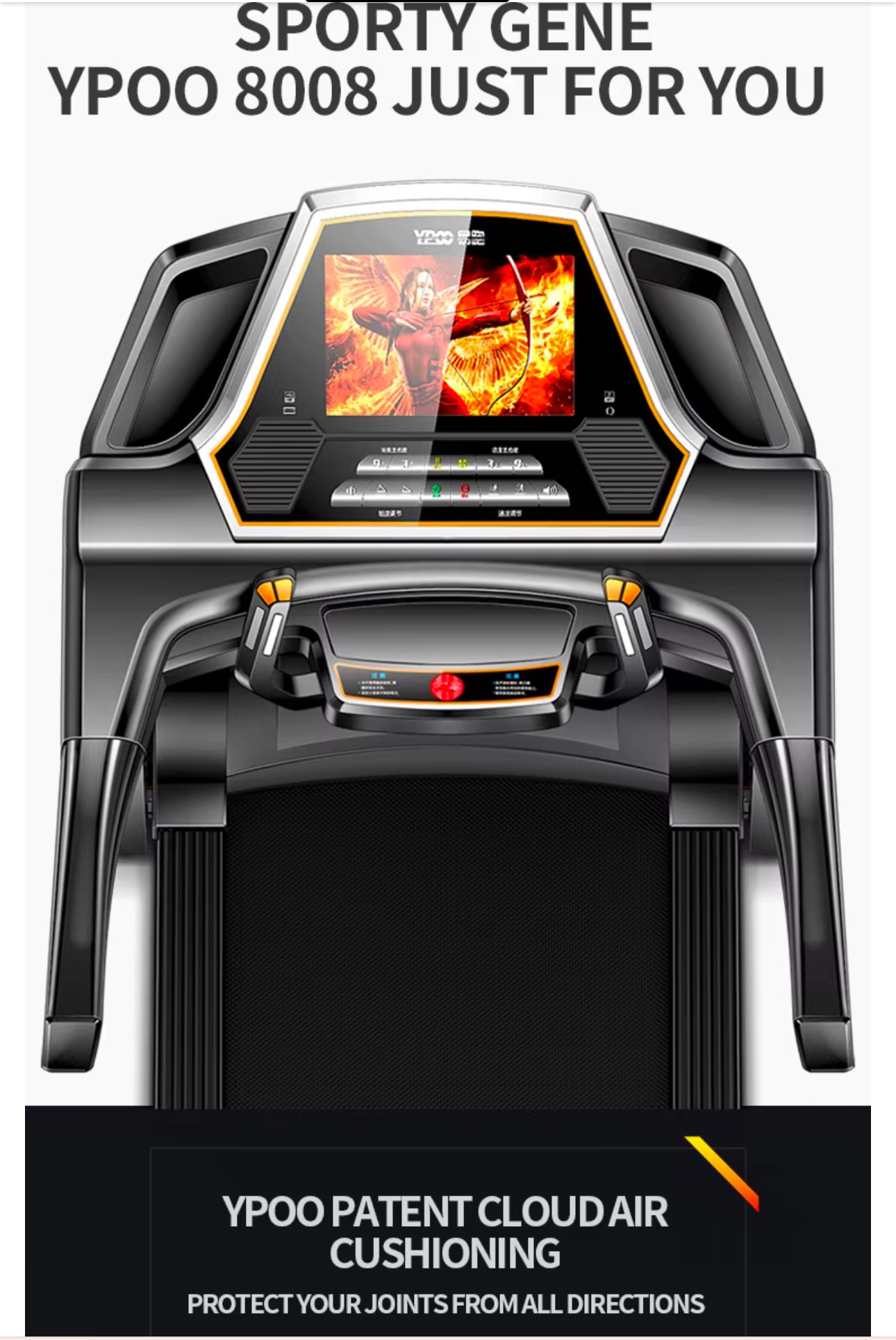 Pro-Sportz 8008 (F88) Semi-Commercial Folding Treadmill – 3.5HP Motor, 7” HD TFT Screen, Auto Incline &amp; Multifunction Training Kit