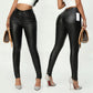Ladies Trendy High-Waisted Faux Leather Skinny Pants-Various Sizes