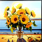 Golden Sunflowers With The Ocean Backdrop -Wooden Frame 70x70cm