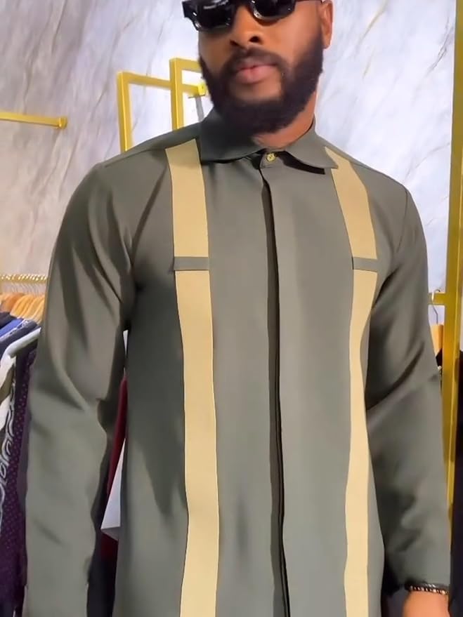 Men's African Outfit Long Sleeve Shirt Dashiki And Pants Traditional 2 Piece Set Tribal Clothing Formal Suit-Various Colours