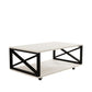 MFurn Modern Black Coffee Table – Metal Frame with Marble Effect Top