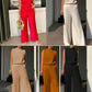 Ladies Elegant Matching Top/Wide Bottom Pants 2pc Set
