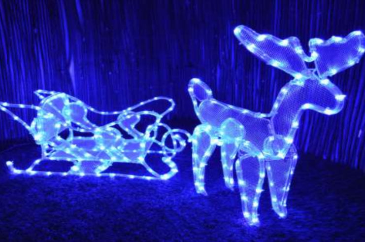 MTech Christmas Reindeer With Sledge - 12M LED Tube Lights - Various Colours