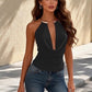 Ladies Sexy Cowl Neck Halter Top Backless Flowy Summer Going Out Tops-Various Colours