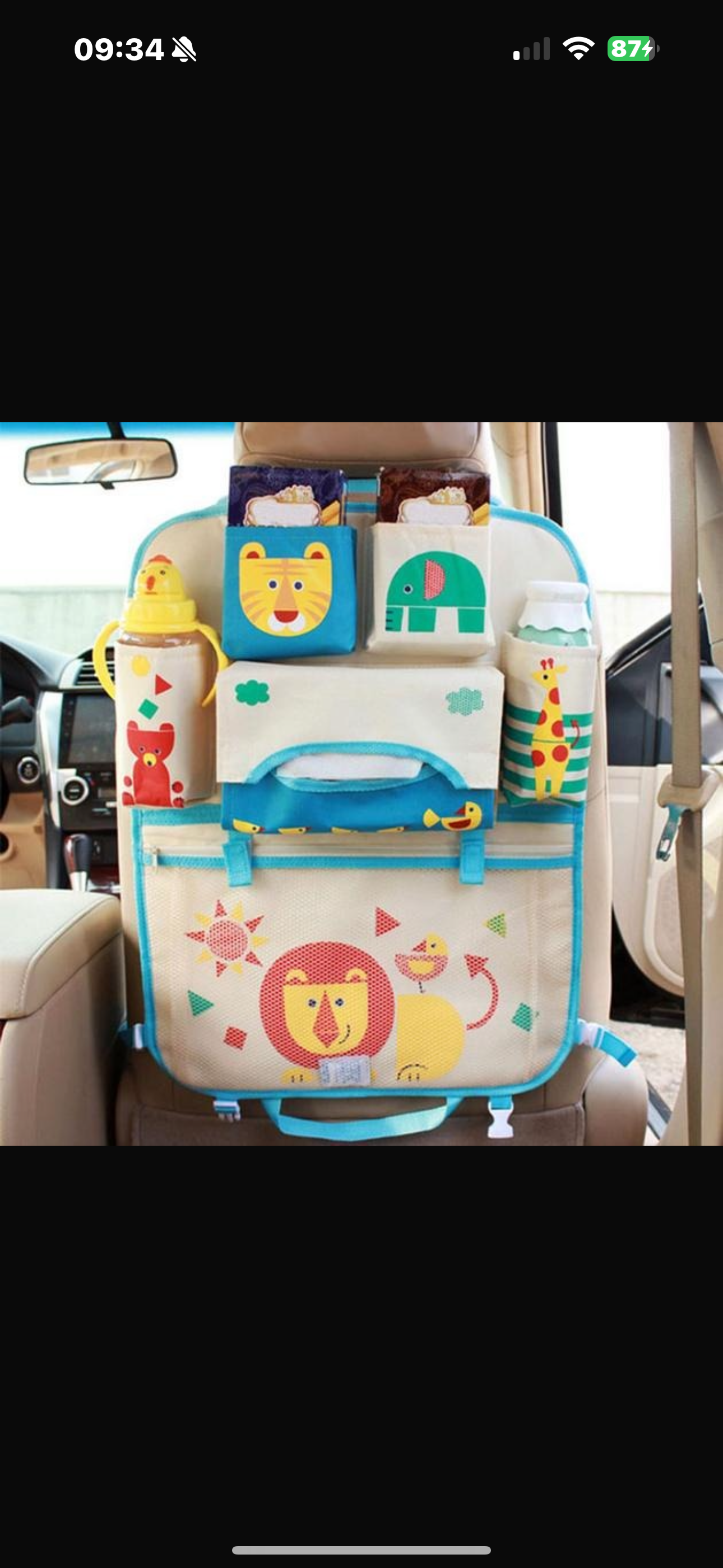 Kids Cartoon Themed Premium Car Seat Back Organizer Travel Accessories Seat Storage Bag Back Seat