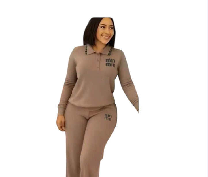 Ladies Knit Polo Tracksuit 2pc-Various