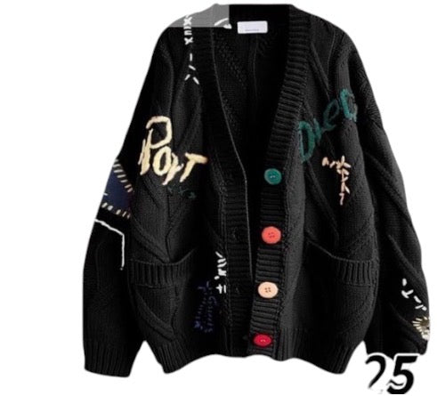 Ladies Knitted Embroidered Cardigan-Various Colours