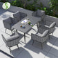 Modern Garden Outdoor Leisure Rope Woven Patio Dining Table + Chair With Aluminium Fame 7pc Set