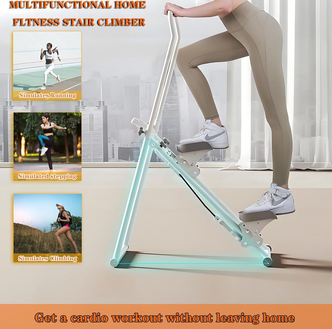 Pro-Sportz Stair Climber Stepper for Home Gym Exercise, Vertical Climber Machine for Full-Body Workout, Folding Cardio Exercise Climber with LCD Monitor, Adjustable Handlebar & Pedals