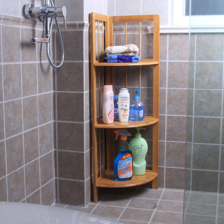 MHome Bamboo Bathroom Stand & Bamboo Wall Shelves