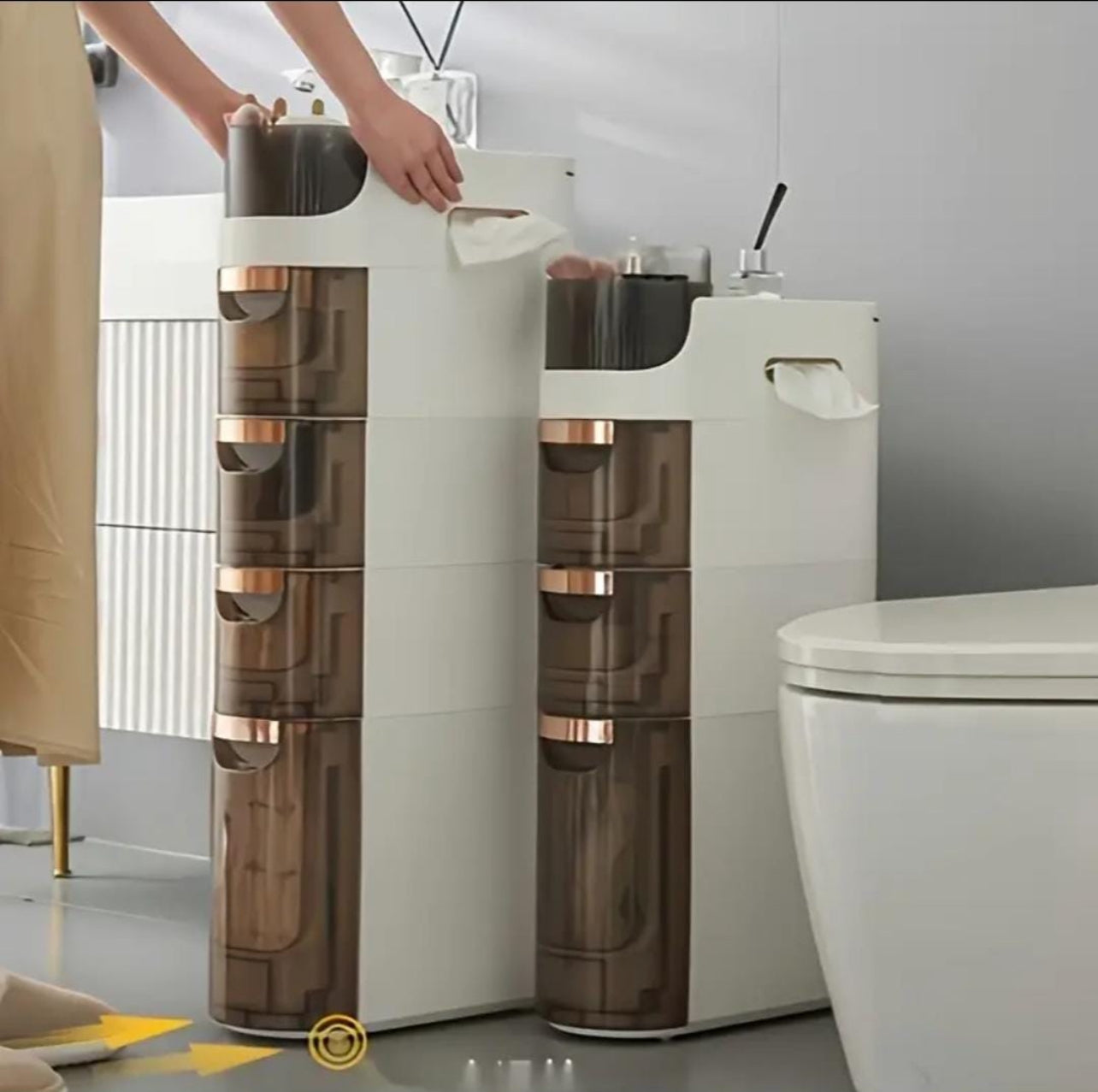 Rolling Narrow Storage Cabinet for Bedroom Kitchen Small Space, Gap Floor Cabinets with Clear Drawers Large Capacity Tower Waterproof Toilet Paper Organizer