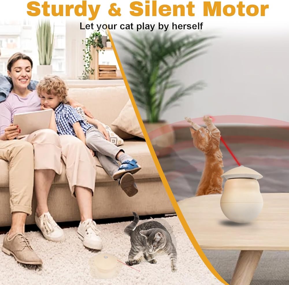 Interactive Cat Laser Toys Tumbler Design,Automatic 360° Rotation Laser Cat Toy, USB Charging 3 Modes Real Random Trajectory for Bored Indoor Cats/Kittenes/Dogs