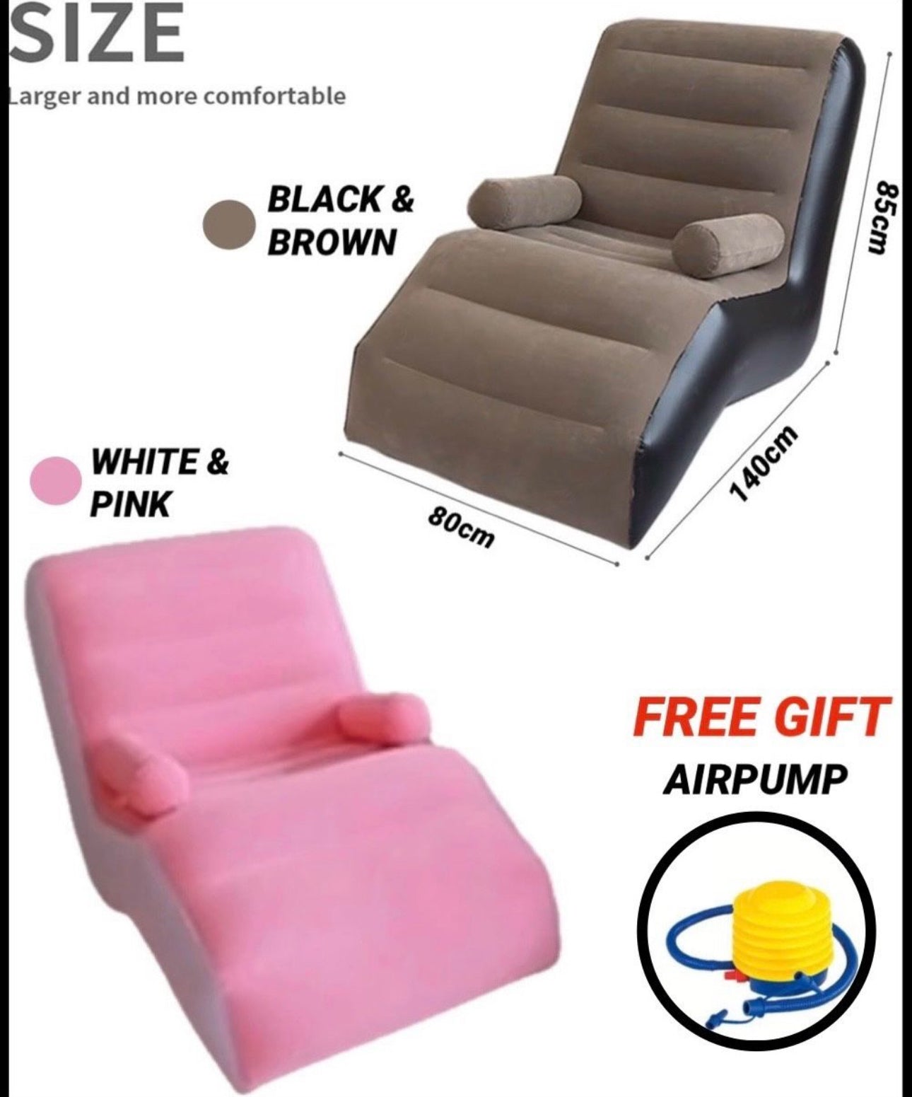 New Design Inflatable Flocking Seat with armrest / Lazy Sofa plus FREE PUMP