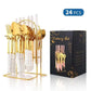 Classic 24 Piece Gold With Marble Handle Dinner Cutlery Set - Various Colour Options