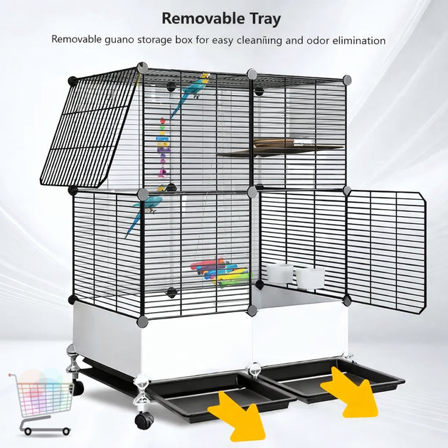 Modular Mobile
Bird Cage - Spacious 74cm x
37cm x 152cm Bird
Enclosure with Multi-Door