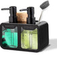 MHome Kitchen Soap Dispenser Set, with Hand and Dish Soap, Sponge Caddy and Brush Holder 4-in-1 Kitchen Dual Soap Dispenser Set for Kitchen Sink, Bathroom - Black or White