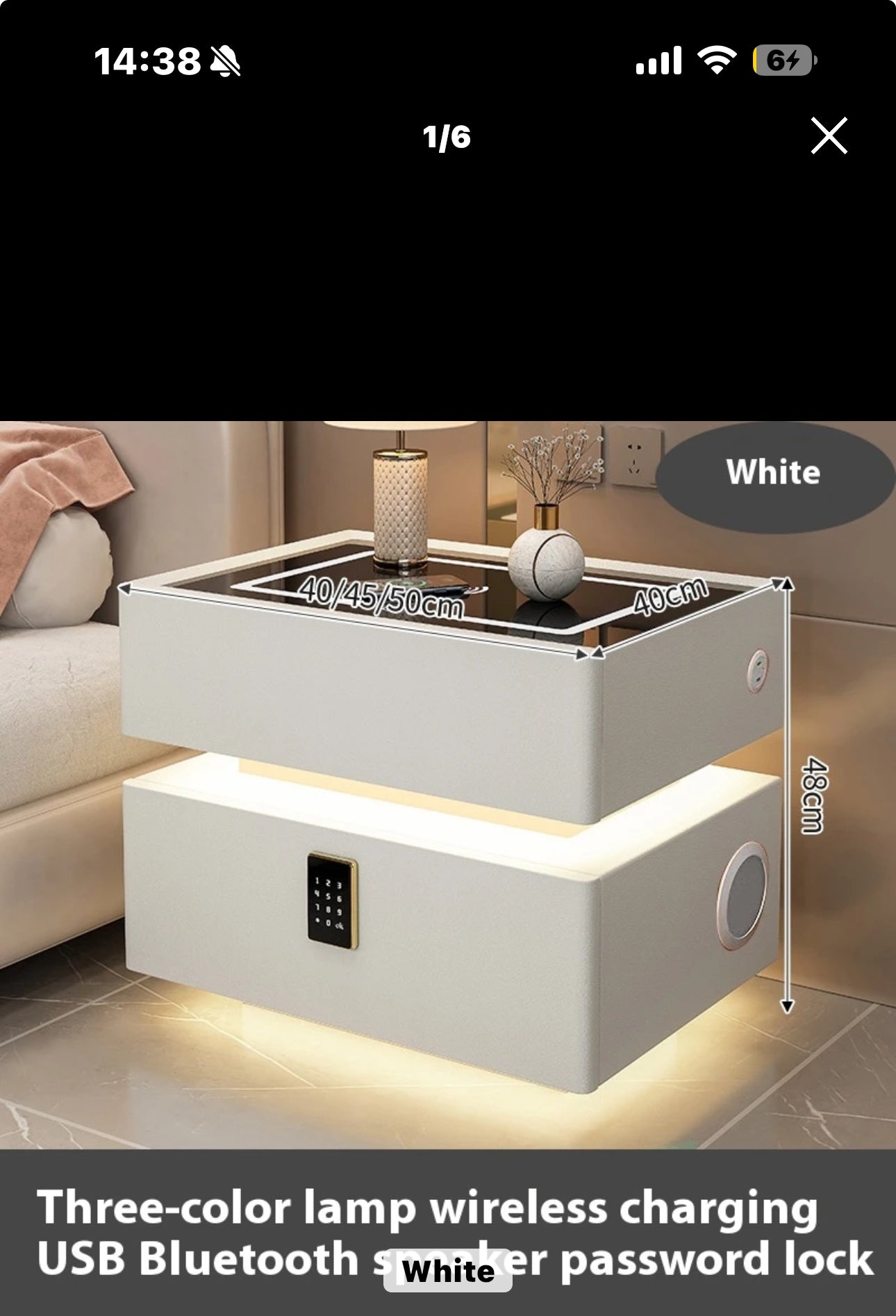Nordic style smart bedside cabinets with wireless charging, Bluetooth speaker, LED strip, and secure password lock drawer-Available In Various Colours PreOrder Sales Now Available!