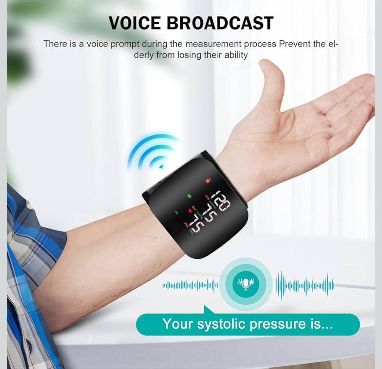 MTech Wrist Blood Pressure Monitor – Portable, Rechargeable & Voice Assisted