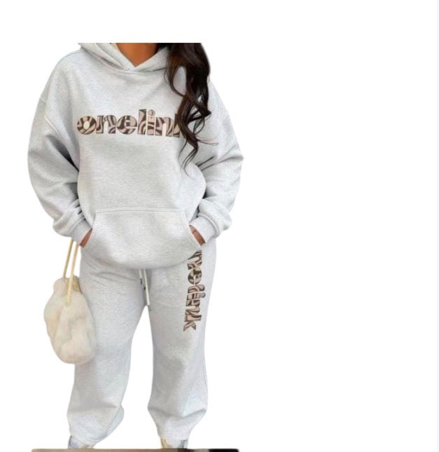 Ladies Oversized Fleece Hoodie Tracksuit-Various Colours