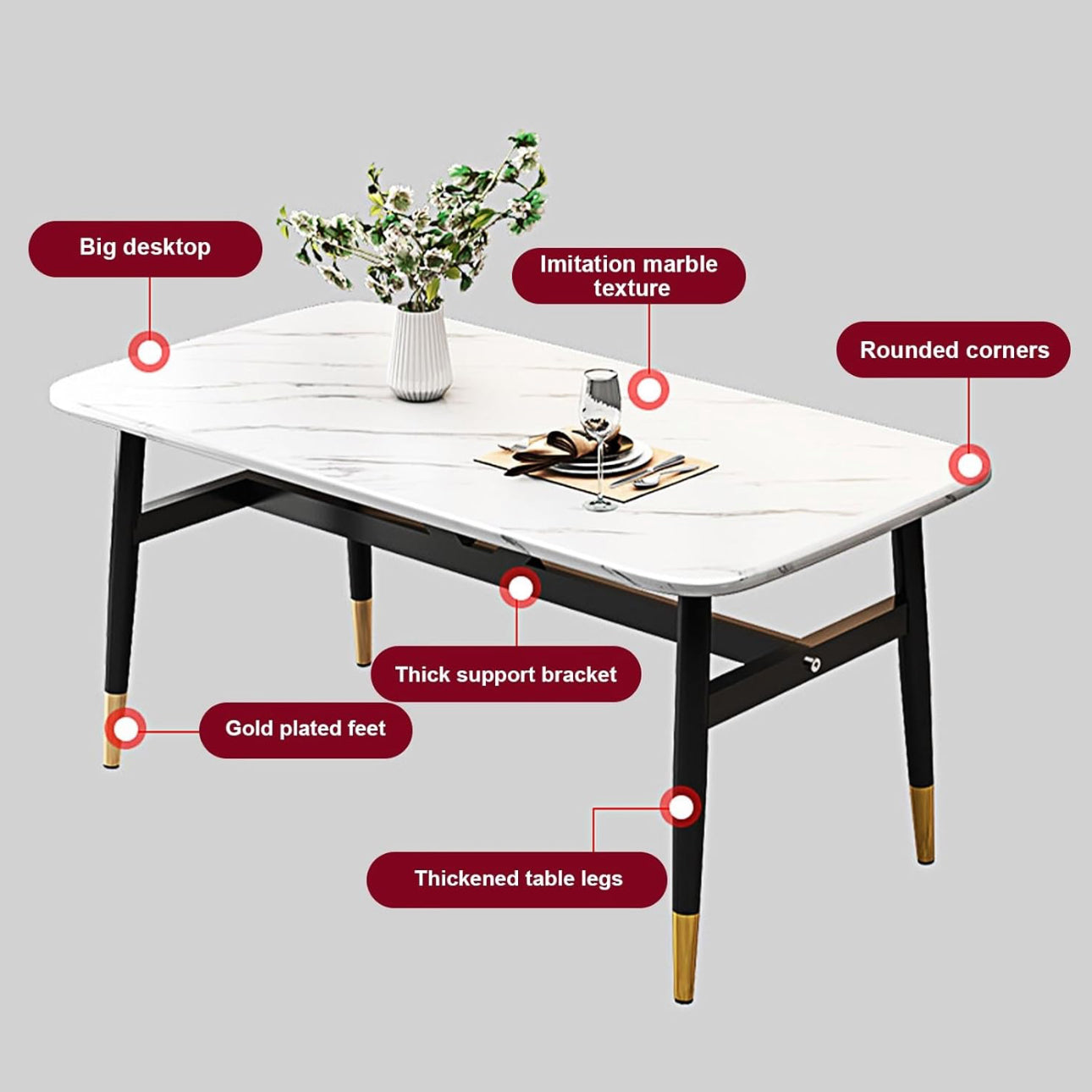 MFurn Modern Dining Table Set for 4 with Upholstered Chairs, Round Breakfast Table with Black Metal Legs ,Stylish Living Room Furniture-Available in Black or White Options