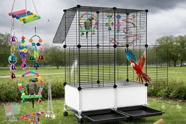 Modular Mobile
Bird Cage - Spacious 74cm x
37cm x 152cm Bird
Enclosure with Multi-Door