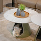 MFURN Modern Minimalist Round Stone Slab Iron Coffee Table 2-Tier For Living Room