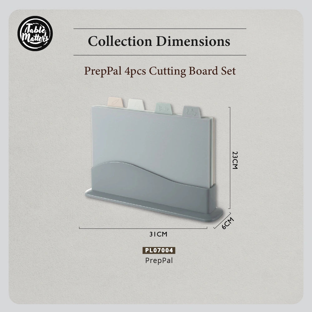 Family 4pcs Kitchen Cutting Board Set with Drying Stand