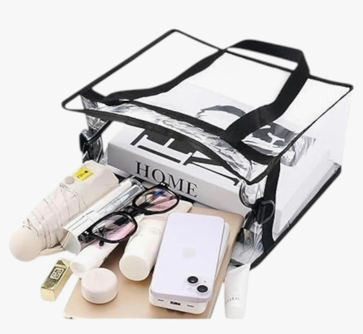Clear Tote Bag, Stadium Security Approved, See Through Handbag Purse, Transparent Messenger Bag with Zipper Closure Crossbody Shoulder Bag with Adjustable Strap