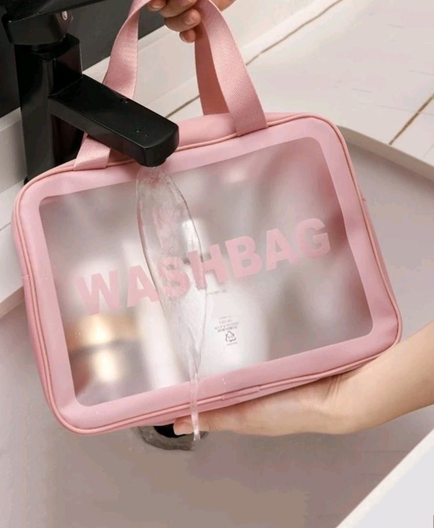 Toiletry Bag Frosted 3pc With Handle - Various Colours