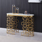 White Oval Narrow Entryway Table Marble Console Table With Double Pedestals