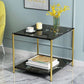 MFurn Modern Wooden Coffee Table – 2-Tier Side Table with Metal Legs