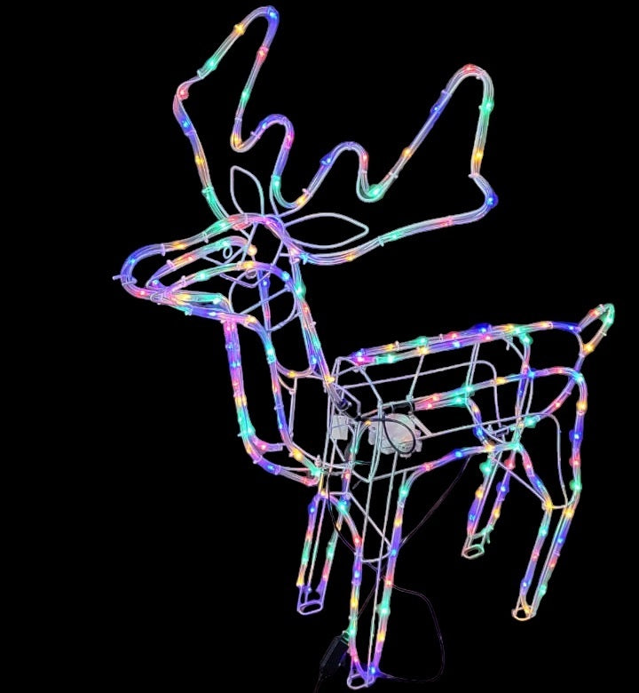 Christmas Fold Up RGB Reindeer Christmas Patio Light With Moving Head Up RGB Reindeer Christmas Patio Light with Moving Head Length 95cm Width 52cm Height 118cm