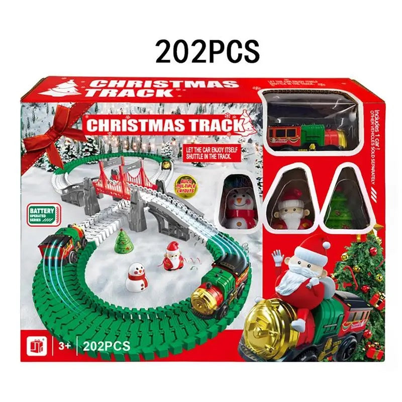 Christmas Train Toy Educational Electric Battery Powered Assembled Christmas Train Train Set Cute Holiday Gift Christmas Toy For Kids
