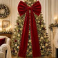 Christmas Tree Topper Bow, Extra Large Red Velvet Bows for Home Christmas Tree Toppers Wreath Wall Room Party Holiday Decor 60x180cm