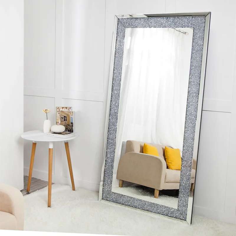 Crushed Diamond Large Rectangular Glass Mirror 2x1M Various Options