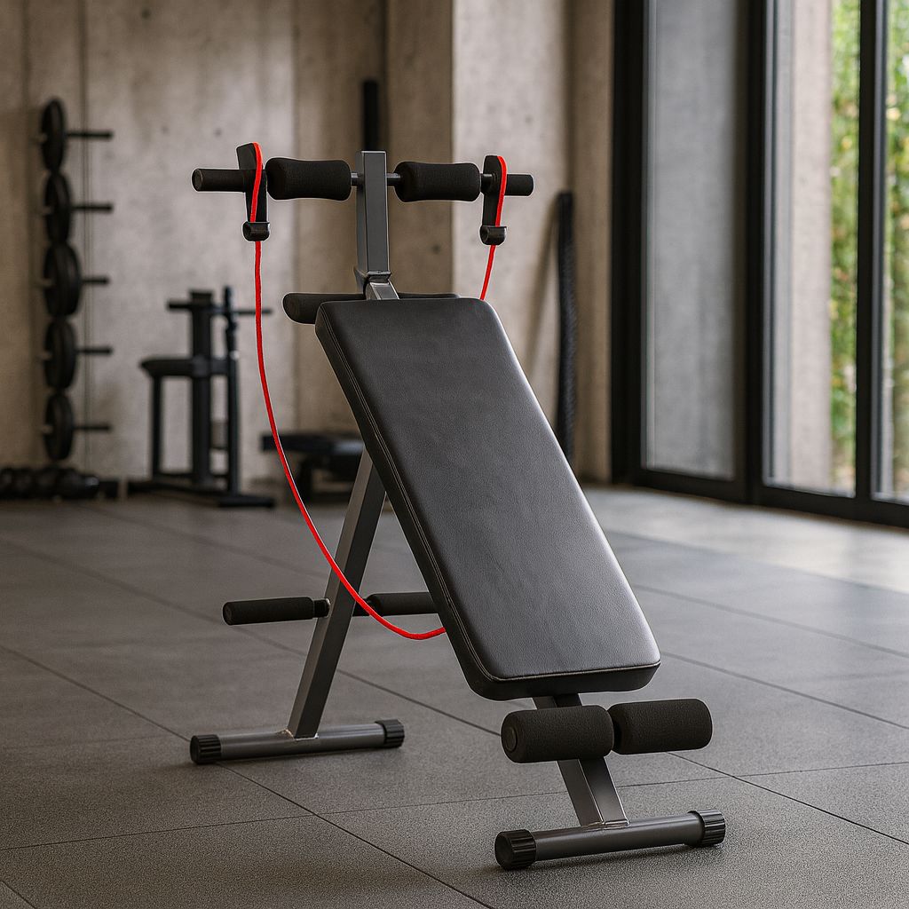 MSportz Adjustable Sit-Up Bench with Resistance Bands – Full Body Workout Bench