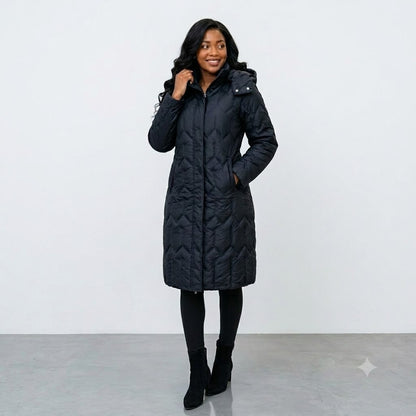 Women's Hooded Long Puffer Jacket – Quilted Winter Coat
