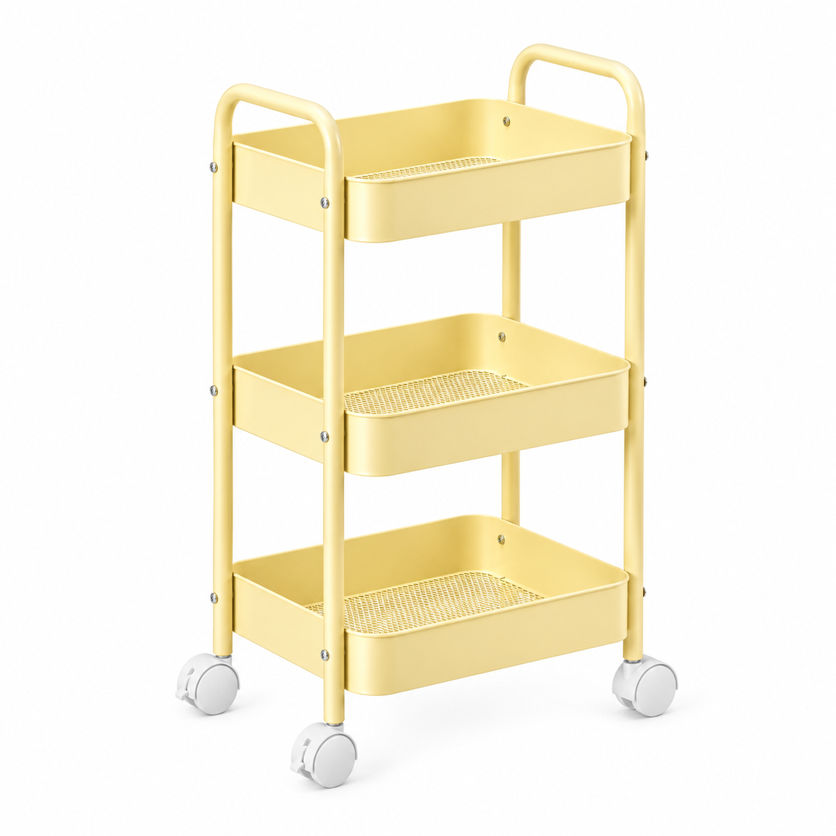 MHome 3 Tier Rolling Storage Cart with Wheels, Carbon Steel, 45x30x78cm