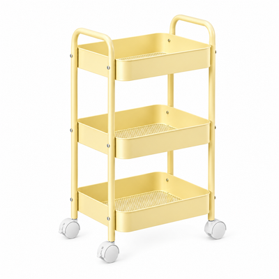 MHome 3 Tier Rolling Storage Cart with Wheels, Carbon Steel, 45x30x78cm