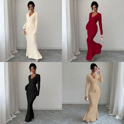 Women's Long Sleeve Bodycon Maxi Dress - Elegant Slim Fit Evening Dress - Various Colours
