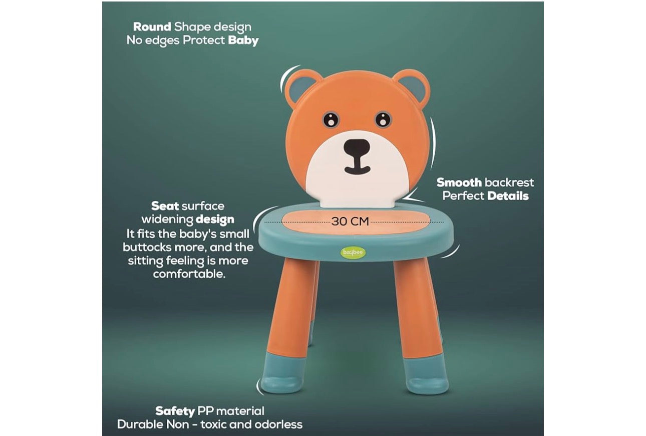 Teddy Baby Chair for Kids Study Table Chair with Non-Slip Base & High Backrest | Booster Seat for Baby | Home School Kids Chair for Baby Toddlers 1 to 5 Years Boys Girls