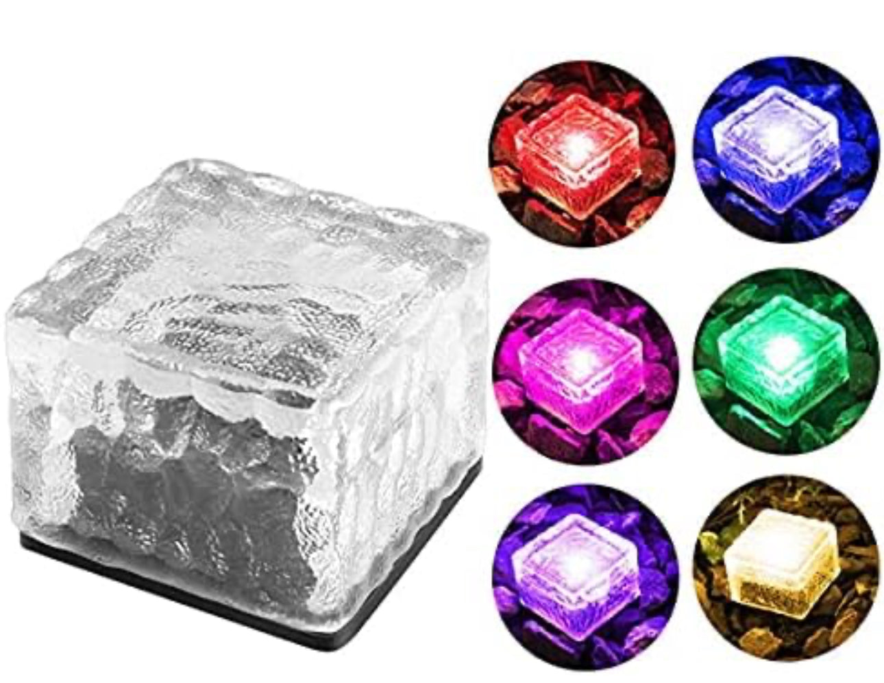 Solar Brick Lights - 6 Pack Solar Ice Cube Lights IP65-Waterproof Brick Light 4-LED Outdoor Brick Decor in Garden