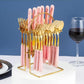 Classic 24 Piece Gold With Marble Handle Dinner Cutlery Set - Various Colour Options