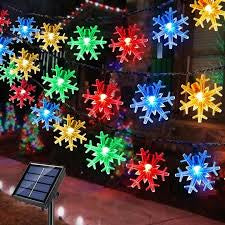 MHome Solar Snowflake String Lights 8 Modes Waterproof Outdoor For Garden Patio Christmas Decoration-20LED 5M