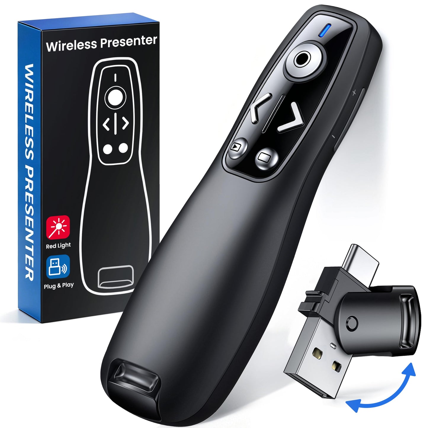 MTech
2-in-1 USB Type C Presentation Clicker Wireless Presenter Remote for PowerPoint, Powerpoint Clicker with Hyperlink & Volume Control PowerPoint Slide Advancer for Mac, Computer, Laptop