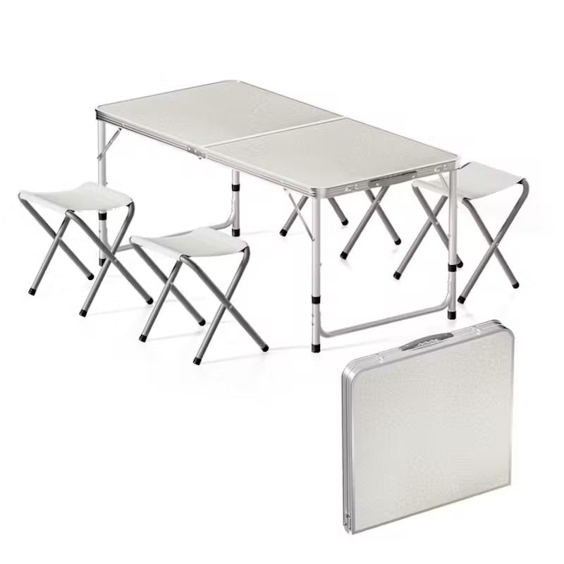 MFURN Portable Aluminium Folding Table & 4 Chair Set-Various Colours